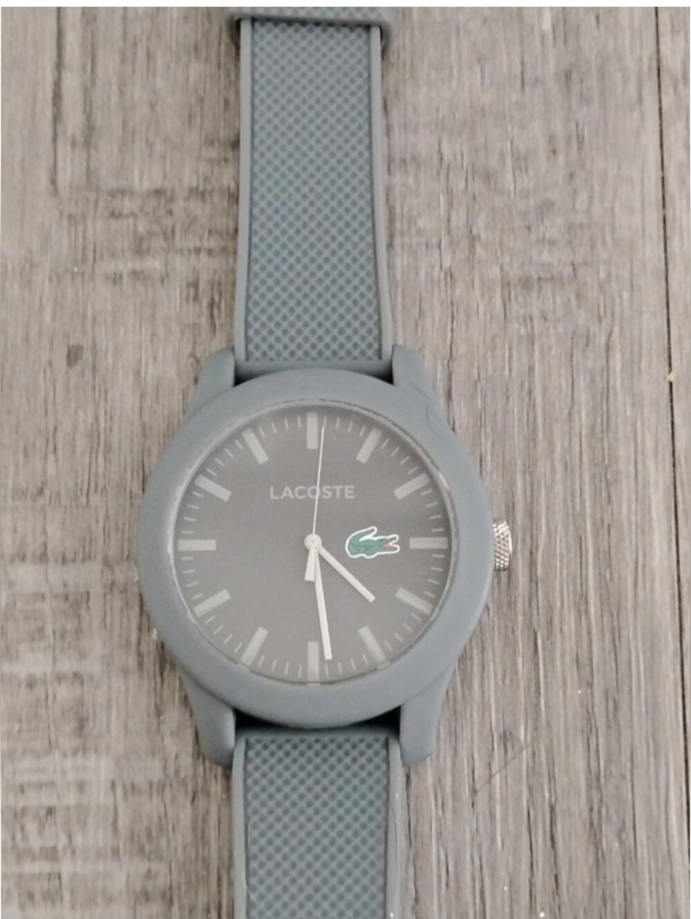 LACOSTE Quartz Men's Watch Stainless Steel Case Rubber Band New Batt Works